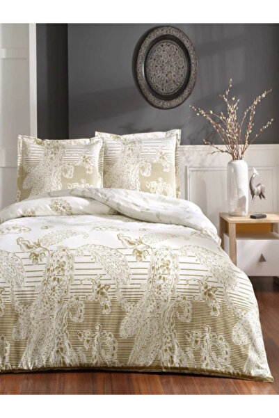 Taç Pamuk Saten Nevresim Takımı Paisley Gold