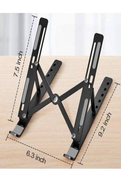 ugursepeti Black Foldable Laptop Tablet Stand - 7 Level Adjustable