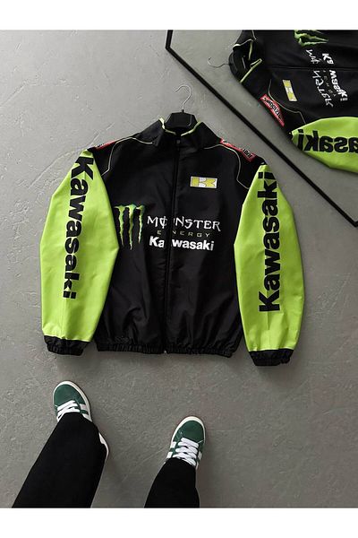 ModaTEKS Unisex αδιάβροχο ύφασμα αλεξίπτωτου Oversize εμπριμέ μαύρο αντιανεμικό