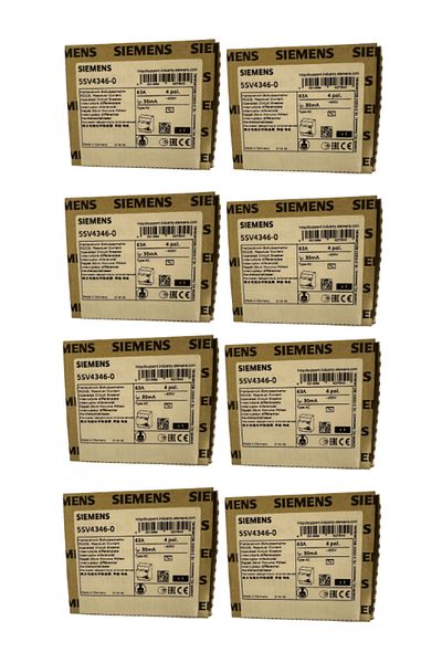 Siemens 63A 30mA 4pol Residual Current Relay (8 Pieces)