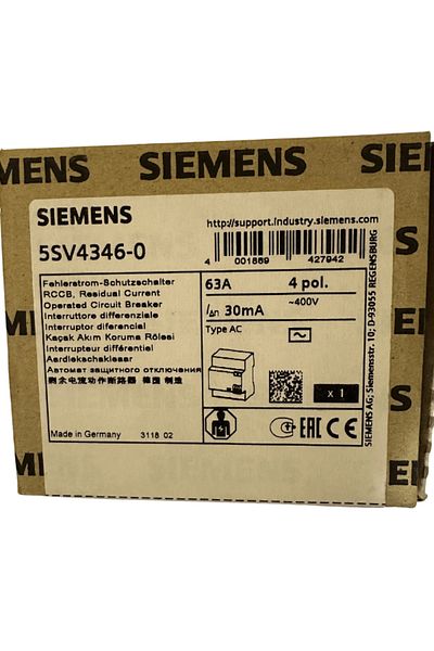 Siemens 63A 30mA 4pol Residual Current Relay (8 Pieces)