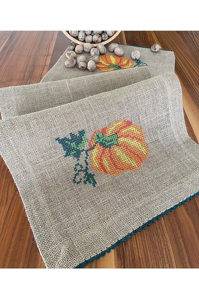 HALATÇI HOME - Hand Embroidered Decorative Runner - Pumpkin Hh045