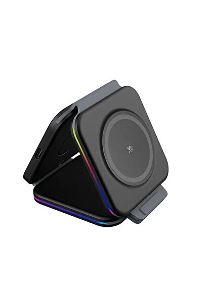 Fogy 3 In1 Manyetik Kablosuz Pedi Iphone Samsung Huawei Kulaklık Için Standı Iwatch Hızlı Şarj Dock