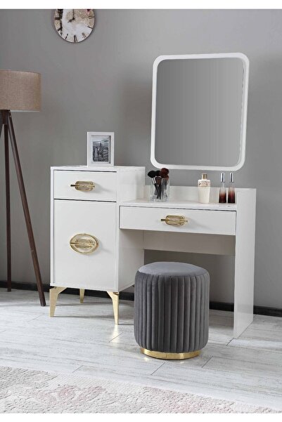Sare Home Zenna Puf Altın Antrasit Gri (GOLD ANTHRACİTE GRAY)