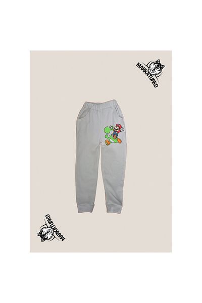MarkaTurko MARİO AND YOSHİ εμπριμέ unisex Προσαρμοσμένο σχέδιο Βαμβακερή γκρι παιδική φόρμα 2405-80G