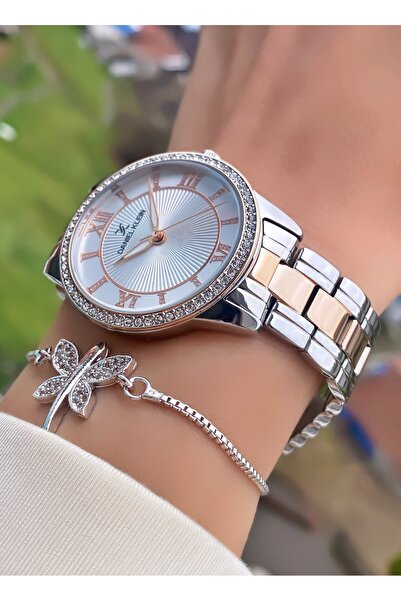 Daniel Klein Silver Women's Wristwatch and Bracelet Gift