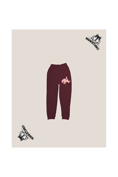 MarkaTurko Patrick Printed Unisex Special Design Cotton Claret Red Παιδική φόρμα 2705-b4