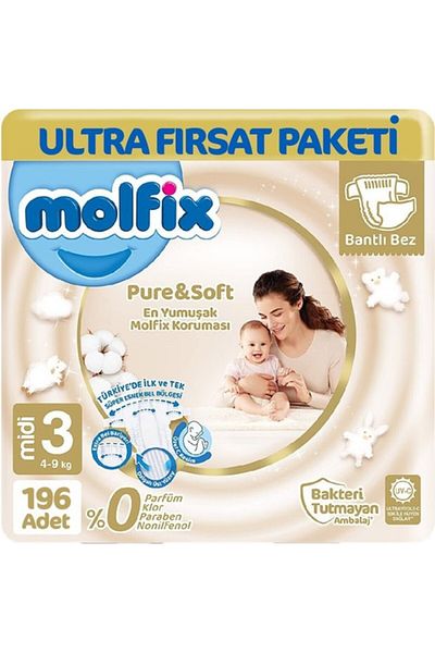 Molfix Pure & Soft Midi Baby Diapers - 3 No 98 Li X 2 Pieces