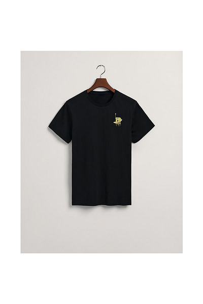 MarkaTurko Spongebob-505-6 Tricou unisex din bumbac pieptănat cu design special negru