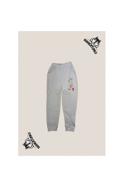 MarkaTurko Pinnochio Printed Unisex Special Design Βαμβακερή γκρι παιδική φόρμα 2705-37g