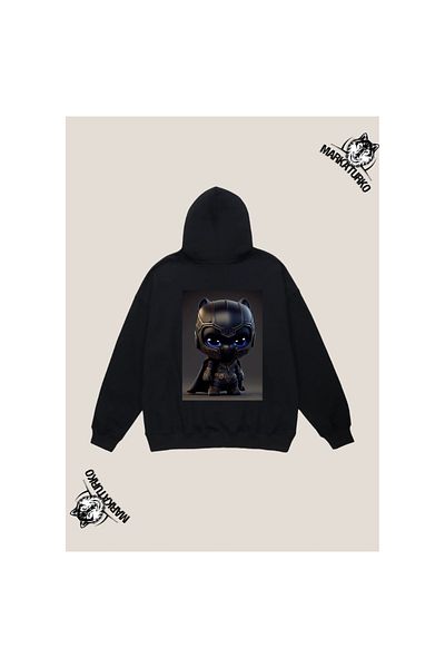 MarkaTurko BLACK PANTHER custom design back printed Black Hooded unisex Sweatshirt 405-79