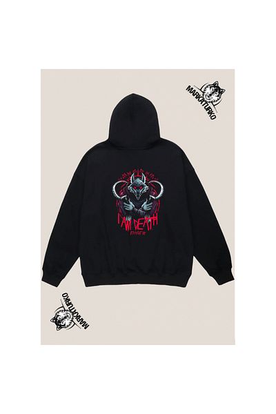 MarkaTurko CAT WITH BOOTS custom design back printed Black Hoodie unisex Sweatshirt 2004-2