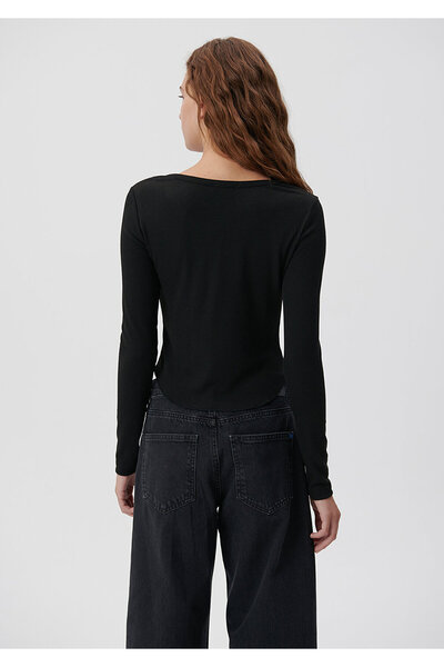 Mavi Long Sleeve Black Basic T-Shirt Crop / Short Cut 1612037-900