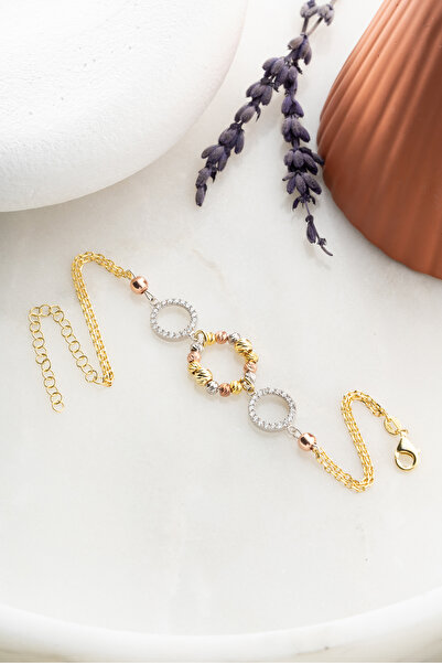 Nereze 925 Ayar Gümüş Dorika Toplu 3 Halka Model Bileklik