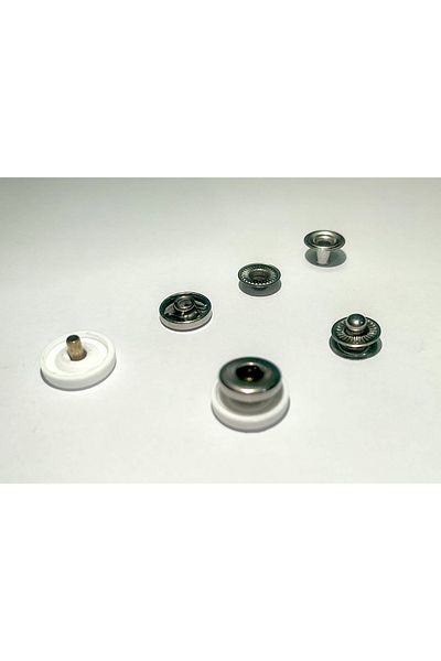 trimist 15 Mm White Plastic Cover 4-Piece Snap Set (BOTTOM PARTS 12.5 MM) - Stainless Steel - Nickel- 100 Sets