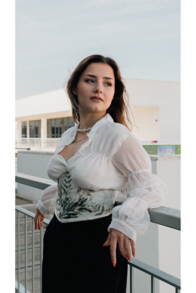 KSDESIGN green leaf balenli kadın kemer korse