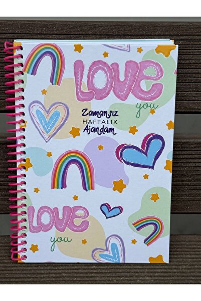 mcolor Zamansız Haftalık Stickerlı, Resimli, Renkli Spiralli Sert Kapak Ajanda