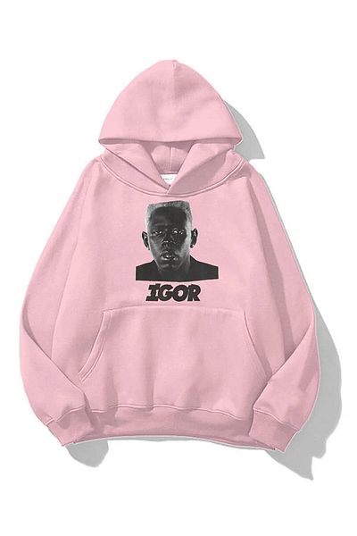 Gofeel Igor Tyler Λεπτομερές ροζ φούτερ μεγάλου μεγέθους (3 κλωστές)