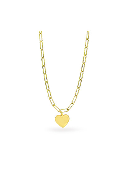 Silveranka 925 Ayar Gümüş Ataç Zincirli Kalp Kolye