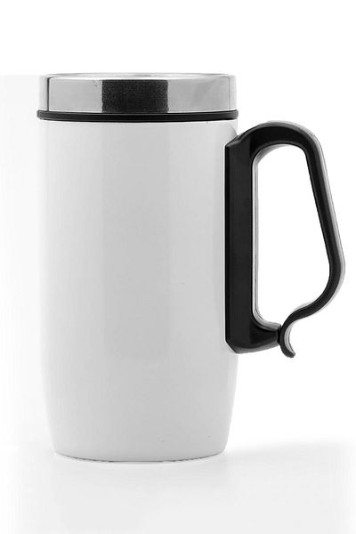Verahed Double Layer Rubber Base 250ml White Handle Stainless Steel Small Thermos Cup Mug Mug Tea Coffee