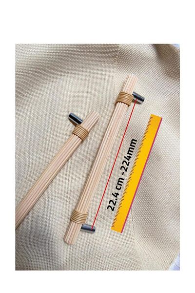 kumru by saadet & fatma Rattan Special Design 1 Piece Natural Rattan Long Handle 22.4cm - Between Two Screws 22.4 Cm-224mm