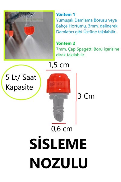 MGF PLAST Mgf 10Adet Sera Sisleme Nemlendirme Spreyi Nozulu Kafa Sulama Ekipm...