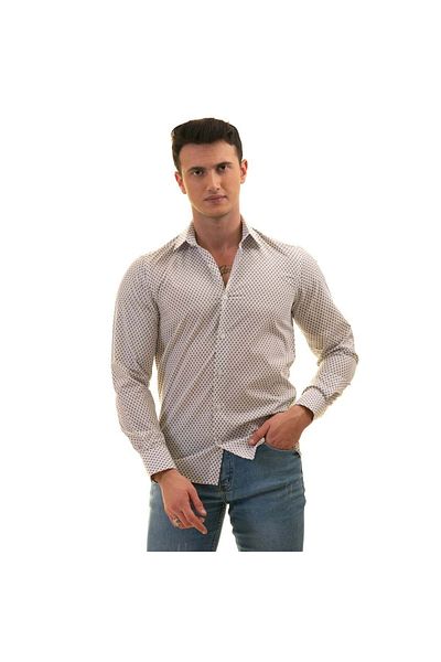 Exve Exclusive Cămașă Slim Fit cu imprimeu digital, albastru bleumarin, gri, pe alb