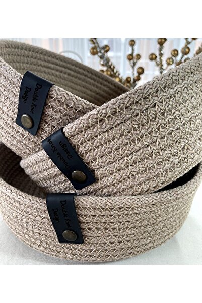 DOUBLE KNOT DESİGN Krem Tress Çok Amaçlı Düzenleyici Sepet - Organizer 3 Lü S...