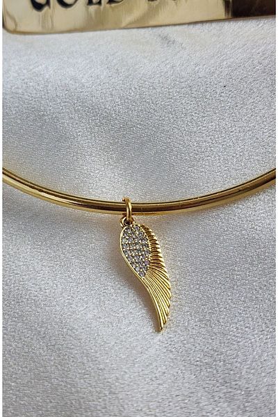 WONDER TOUCH Angel Wing Choker Necklace, Zircon Stone Angel Wing Wire Choker Necklace