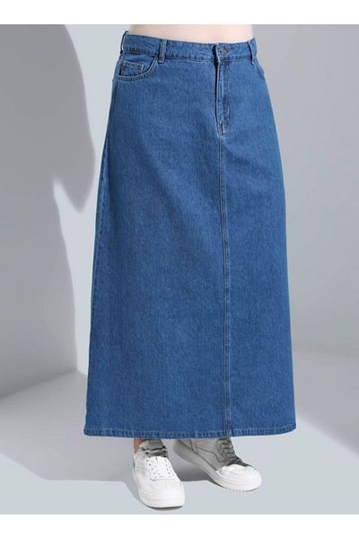 skycott Large-size natural fabric denim skirt - dark blue