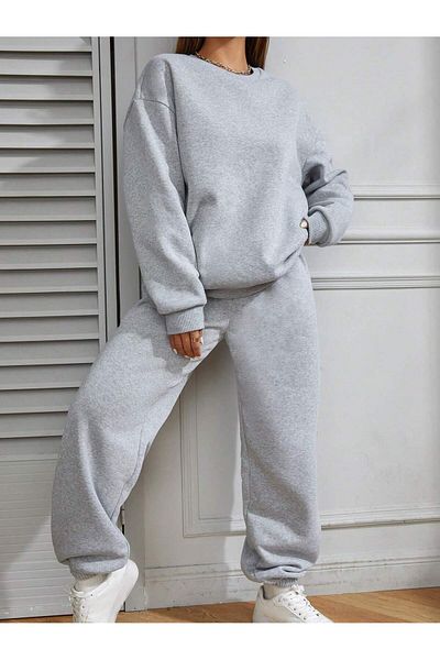 RABTEKS Γυναικείο Σετ φόρμας Oversize Crew Neck, Χειμερινό, Βαμβακερό εσωτερικά