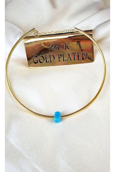 WONDER TOUCH Choker, Blue Glass Bead Necklace, Evil Eye Bead Necklace, Muran Square Glass Necklace