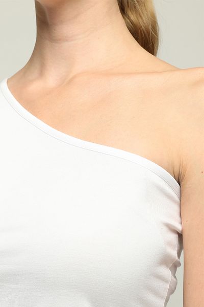 Owut Collection Γυναικεία Λευκή Πλεκτή Μπλούζα με έναν ώμο