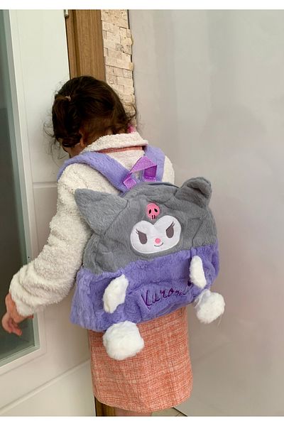 Meyra Accessories Children's backpack plush soft kawii sanrio kuromi cinnamaroll character backpack