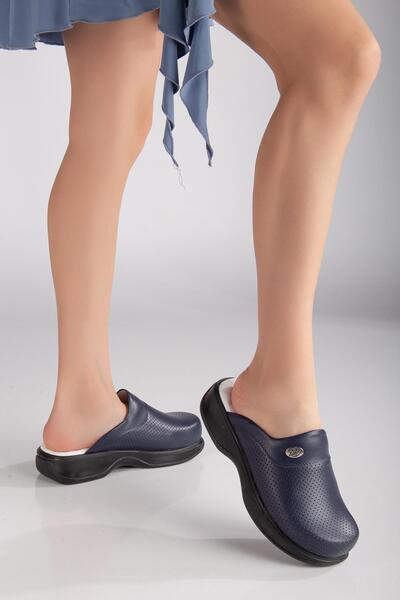 Dr. Mitra Klasik Taban Doktor Hemşire Hastane Aşçı Terliği Desenli 101 Lacivert