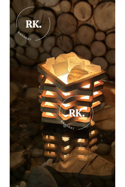 RK Baharat Çankırı Tuz Lambası Yıldız Ahşap Model