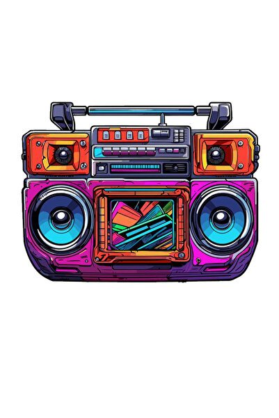 MegaSticker سيارة راديو ريترو ملونة، دراجة نارية، خوذة، كمبيوتر محمول، ملصق ز...