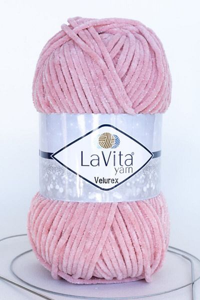 LaVita Yarn Velurex Baby Glitter Velvet Amigurumi Hand Knitting Yarn Taka Yarn (4105-PUDRA)