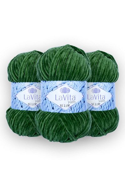 LaVita Yarn Velur Baby 3 Pack Amigurumi Πλεκτό Χειροποίητο Σχοινί Taka Yarn (8119-Grass Green)