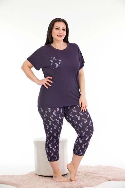 Lady Синій капрі костюм з кишенями