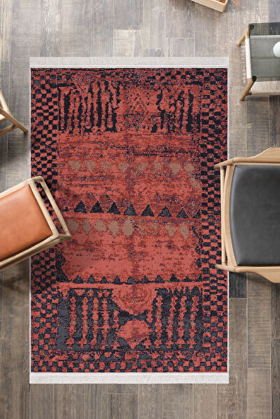 Caretta Home Kapadokya Serisi Çift Taraflı Yıkanabilir Pamuk Saçaklı Dokuma D...