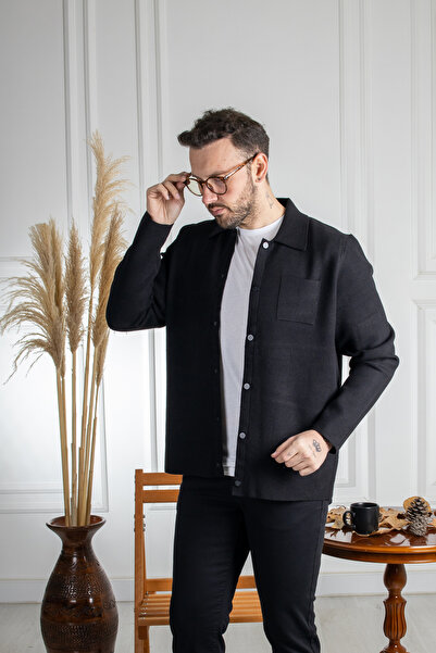 Sarar Συνέντευξη Μαύρη πλεκτή ζακέτα με κουμπωτό κλείσιμο