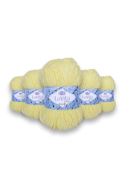 LaVita Yarn Velur Baby Velvet Yarn 5 Pack Amigurumi Πλεκτό Χέρι Σχοινί Taka Yarn (1041-BUTTERFİL)