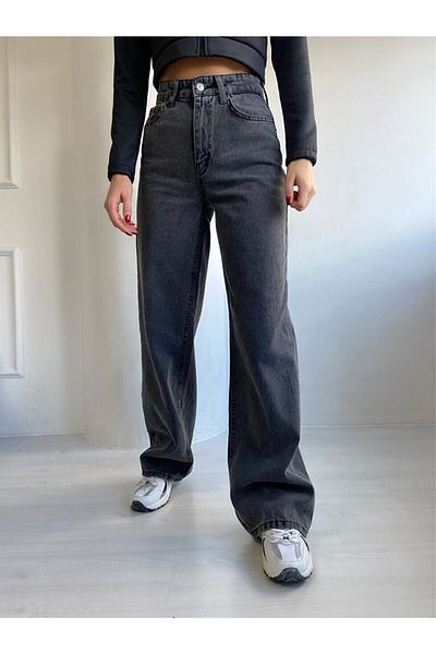 DRC trend Flower Smoked Color Lycra Ψηλόμεση Φαρδύ τζιν παντελόνι φαρδύ τζιν