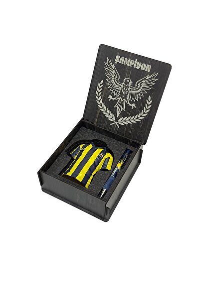 Fenerbahçe Lisanslı Forma Kalemlik ve Uçlu Kalem Hediyelik Set Ahşap Kutulu