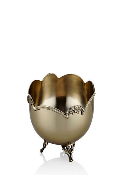 LAMEDORE Gold Dekorativ Black Pearl Plain Cut Small Bowl - 18x18x9 cm
