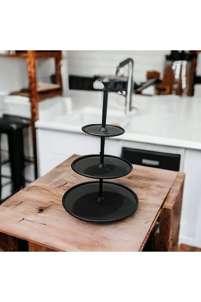 LUCKYHOMES Metal 3-Tier Snack Bowl, Cookie Holder, Presentation Bowl Black 27X17