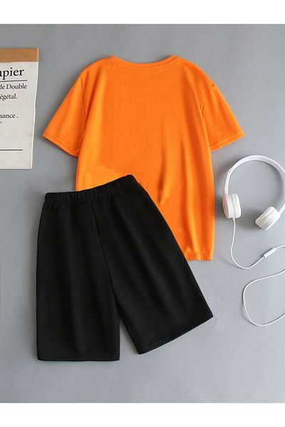 AMMA Children's Challange Printed Top and Bottom Set Cotton Shorts T-Shirt Set