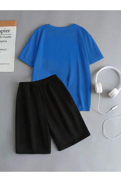 AMMA Children's Challange Printed Top and Bottom Set Cotton Shorts T-Shirt Set