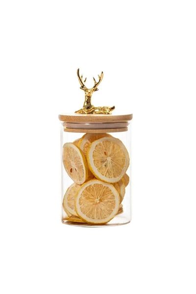 Yenigeldi 1 Piece Glass Bamboo Lid Decorative Airtight Lid Jar Small Size (11.5 CM X 9 CM)